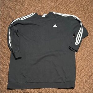 Adidas Black Crewneck Sweatshirt Dress with Signature Stripes